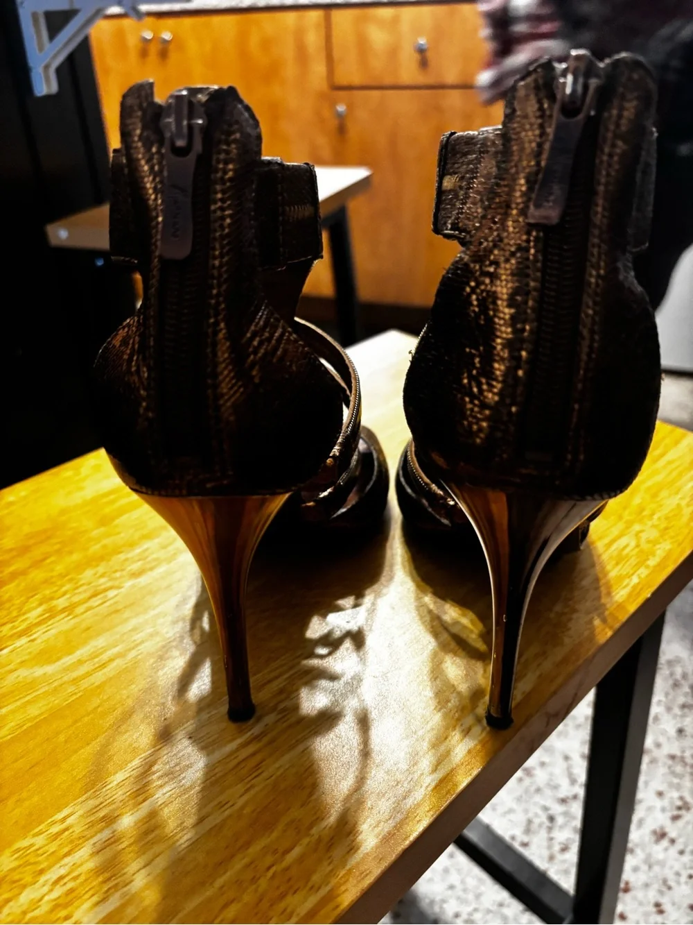 Guess by Marciano metallic bronze strappy caged stiletto 7.5